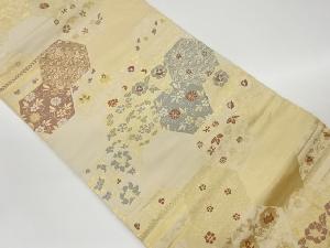 亀甲に草花模様織出し名古屋帯